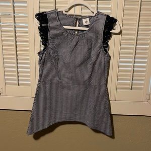 Cabi lace flutter sleeve peplum top